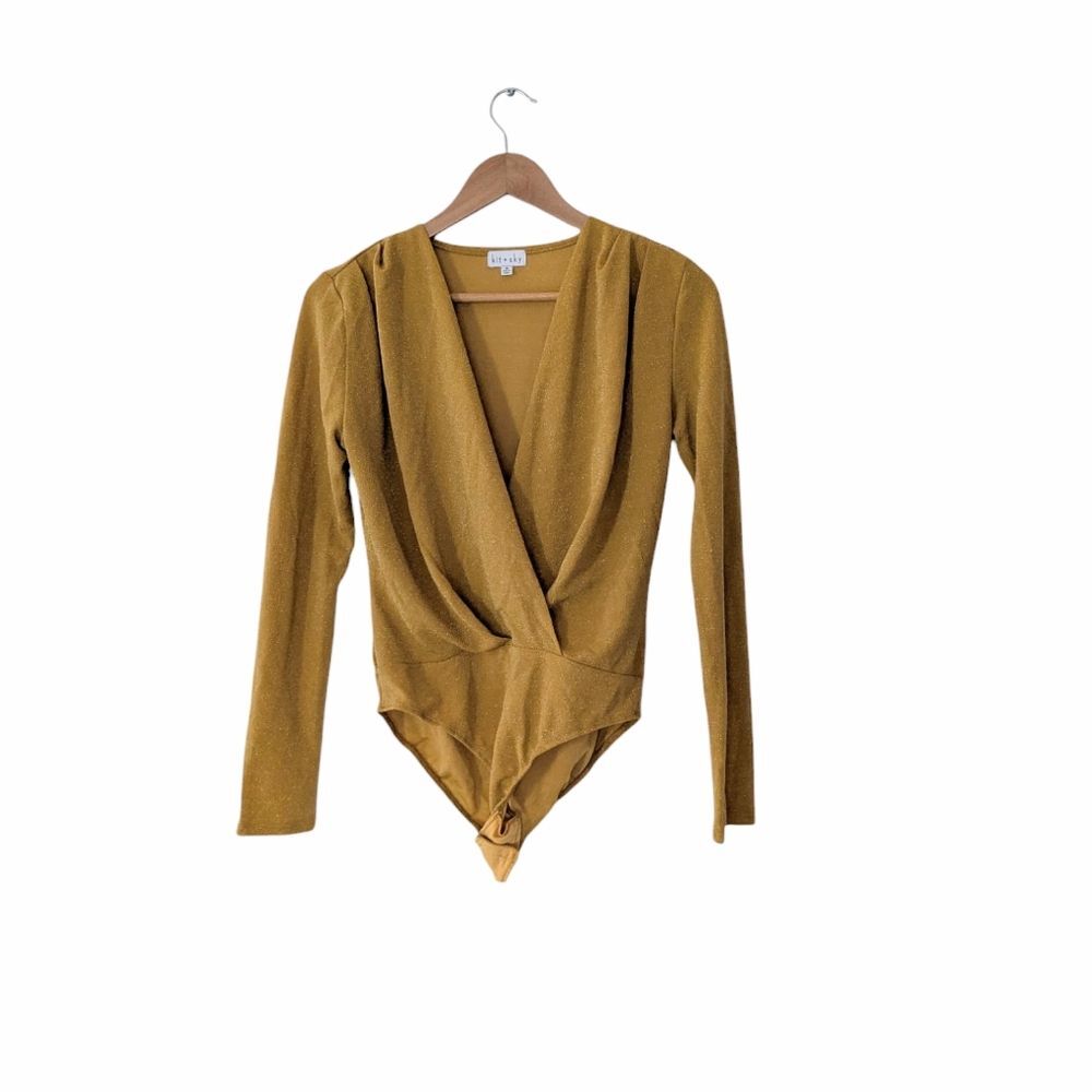 Kit + Sky Marigold Faux Wrap Long Sleeve Bodysuit